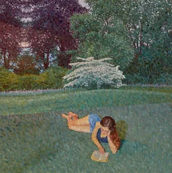 Girl Reading with a Landscape