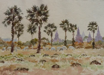 Blue cows and palmettos