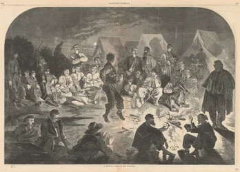 A Bivouac Fire on the Potomac; from Harper