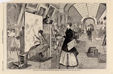 Art-students and Copyists in the Louvre Gallery, Paris