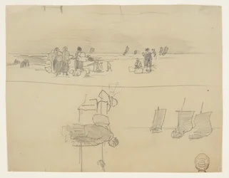 Beach Scene with Women Carrying Baskets, Cullercoats, England