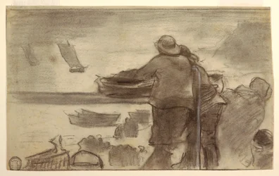 Beach with Boats and People, Cullercoats, England