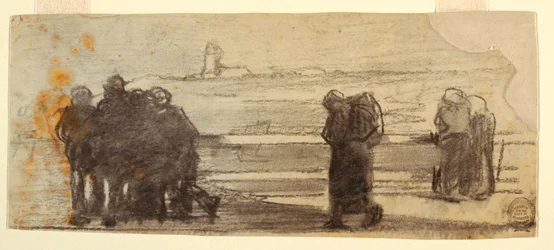 Figures Overlooking a Bay and a Small Boat, Cullercoats, England, 1881-82