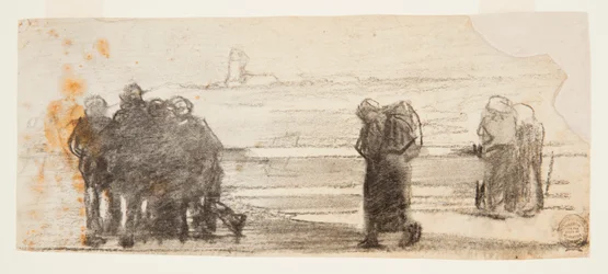 Figures Overlooking Bay and Small Boat, Cullercoats, England