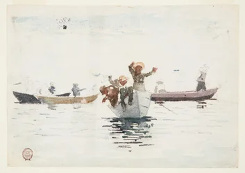 Four Rowboats with Children