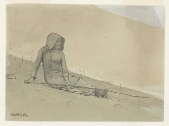 Girl Seated on a Hillside