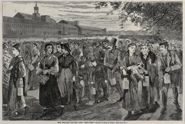 New England Factory Life - Bell-Time, 1868