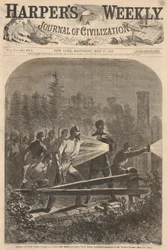 Rebels Outside Their Works at Yorktown Reconnoitering with Dark Lanterns, from Harper