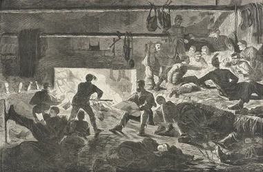 Winter Quarters in Camp - The Inside of a Hut