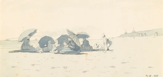 Women and Children on Beach at Long Branch, New Jersey
