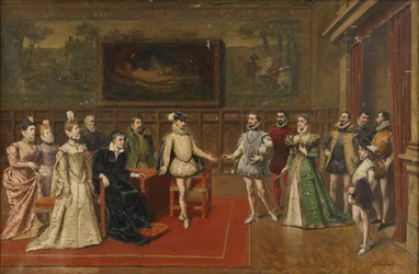 Catherine de Medici Meets Her Sons Charles IX and Henry III