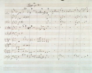 Page of musical score of Symphony No. 8 in D major, by Mozart