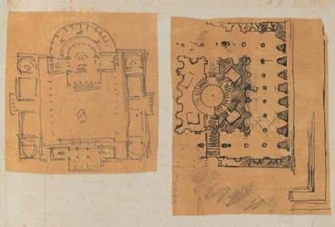 Page from a Scrapbook containing Drawings and Several Prints of Architecture, Int..., ca. 1800-1850