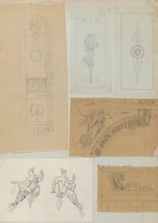 Page from a Scrapbook containing Drawings and Several Prints of Architecture