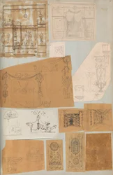 Page from a Scrapbook containing Drawings and Several Prints of Architecture, ca. 1800-1850