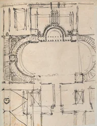 Page from a Scrapbook containing Drawings and Several Prints of Architecture, Int..., ca. 1800-1850