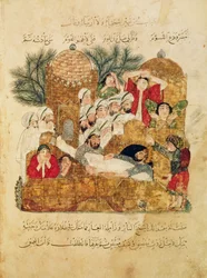 Ms Arab 5847, fol. 29, Burial of a Plague Victim, from 