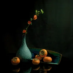 Autumn Persimmon Still Life