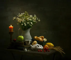 Rustic Candlelight Still Life