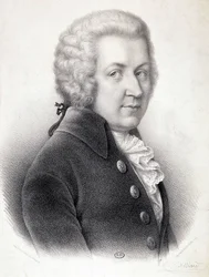 Portrait in bust of Wolfgang Amadeus Mozart (1756-1791), engraving
