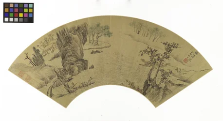 Landscape with Men and Donkey Being Ferried Across a River