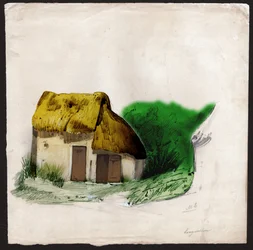 A thatched cottage in the centre of France (illustration)