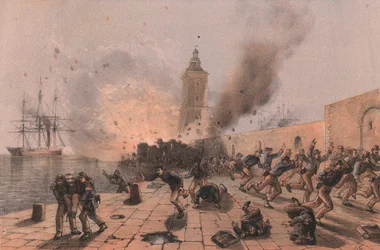 Explosion of powder keg of Lantern, siege of Ancona