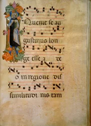 Illuminated Initial with the Figure of Saint Augustine (Corale 19, c. 149), Work by Silvestro dei Gherarducci for Choir Book 19 of Santa Maria degli Angeli Conserved in the Biblioteca Medice-Laurenziana in Florence