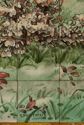 Interior View, Tile Panel, Painter Furcy Ernest Tondeur, Executor Boch Frères La Louvière, Second Panel, (Detail)