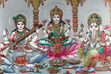 Lakshmi, the Wife of Vishnu, Goddess of Prosperity, Good Fortune, and Beauty. Ganesh
