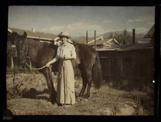 Madaline Bradbury and Chiketa, Santa Barbara, c. 1915