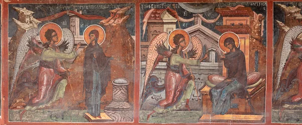 Monastery (manastirea Moldovita). The church. Exterior. South. Left part. Mural painting