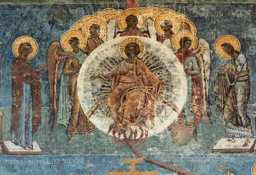 Monastery Voronet. The Church. Exterior. Mural Paintings. West Side. Detail