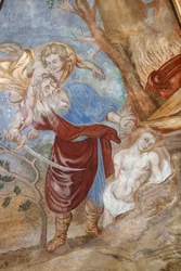 God commands Abraham to offer his son Isaac as a sacrifice (Notre Dame de l