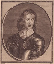 Portrait of British General and politician John Lambert, copper engraving by John Goldar from painting by Robert Walker