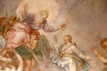 Santa Maria delle Vigne basilica. God the Father. Fresco. Genoa. Italy.