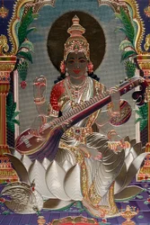 Saraswati: the Hindu goddess of knowledge, music, art, speech, wisdom, and learning.