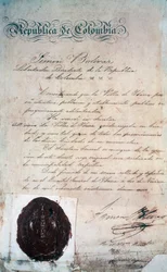 The act by which Simon Bolivar declared the city of San Miguel de Ibarra, capital of the surrounding province, at that time part of Greater Colombia (today Ecuador), November 2