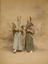 Two Japanese men, possibly samurai, c.1877