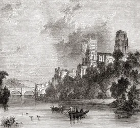 View of Durham and the Cathedral, seen from the River Wear, Durham, England