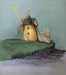 Windmill in Normandy, France, circa 1830