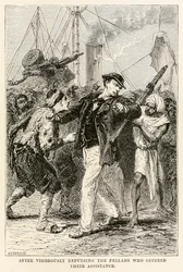 After vigorously repulsing the fellahs who offered their assistance, from Around the World in Eighty Days by Jules Verne