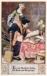 In our Academia, looking over Books and Manuscripts