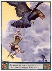 It Spread Its Dark Wings and Rose Up into the Air, Dragging Loki After