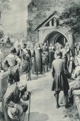 The people of Eyam in Derbyshire, resolving to shut their plague-stricken village off from the world