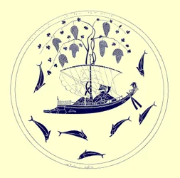 Dionysus at Sea, illustration from Greek Vase Paintings by J. E. Harrison and D. S. MacColl, published 1894