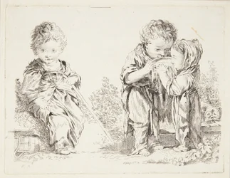 Child Sitting on a Clod of Earth and The Little Milk Drinkers