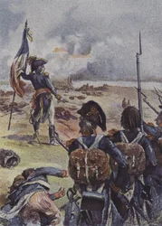 General Augereau Planting the Flag of the 1st Battalion of the 99th Regiment in Front of Their Lines at the Battle of Arcole, Italy, 1796