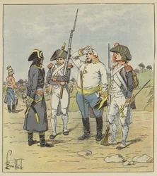 Bonaparte interrogates a fat Austrian major prisoner