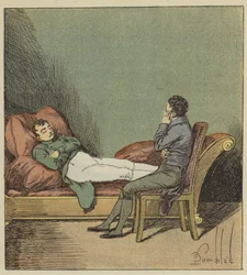 Las Cases watches Napoleon sleep